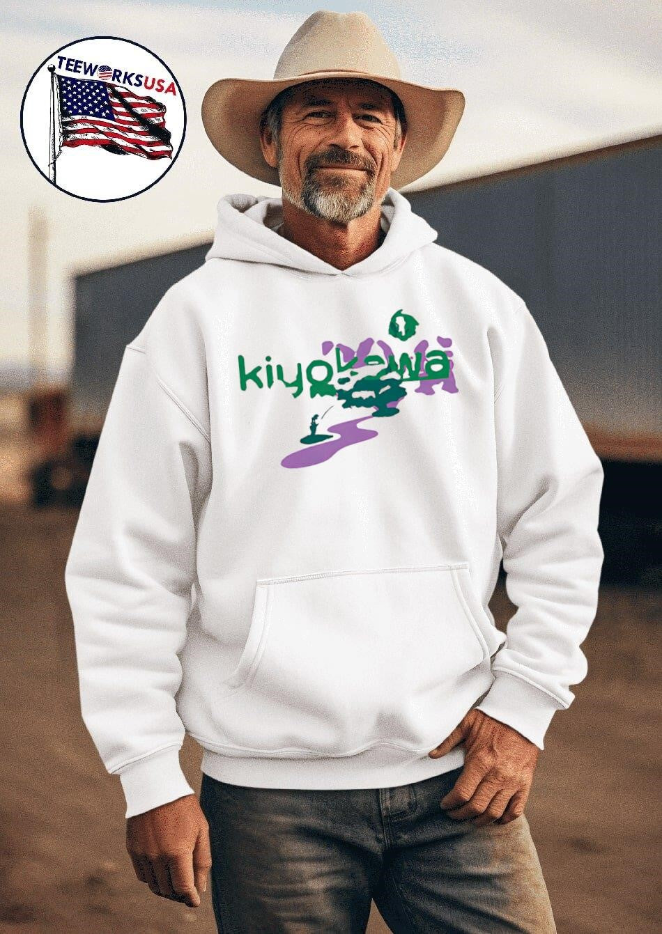 Kiyokawa green on light purple - Adult & Kids T-Shirts, Sweatshirts & Hoodies apparel design preview 2