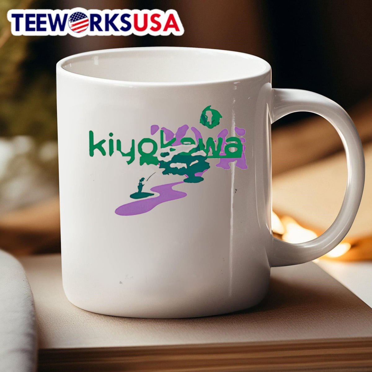 Kiyokawa green on light purple - Adult & Kids T-Shirts, Sweatshirts & Hoodies apparel design preview 4
