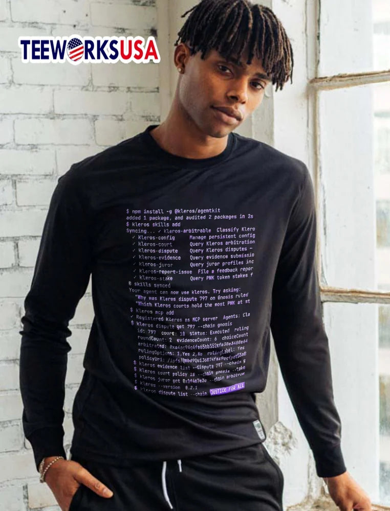 Kleros Justice For All Terminal Command Line Code - Adult & Kids T-Shirts, Sweatshirts & Hoodies apparel design preview 5