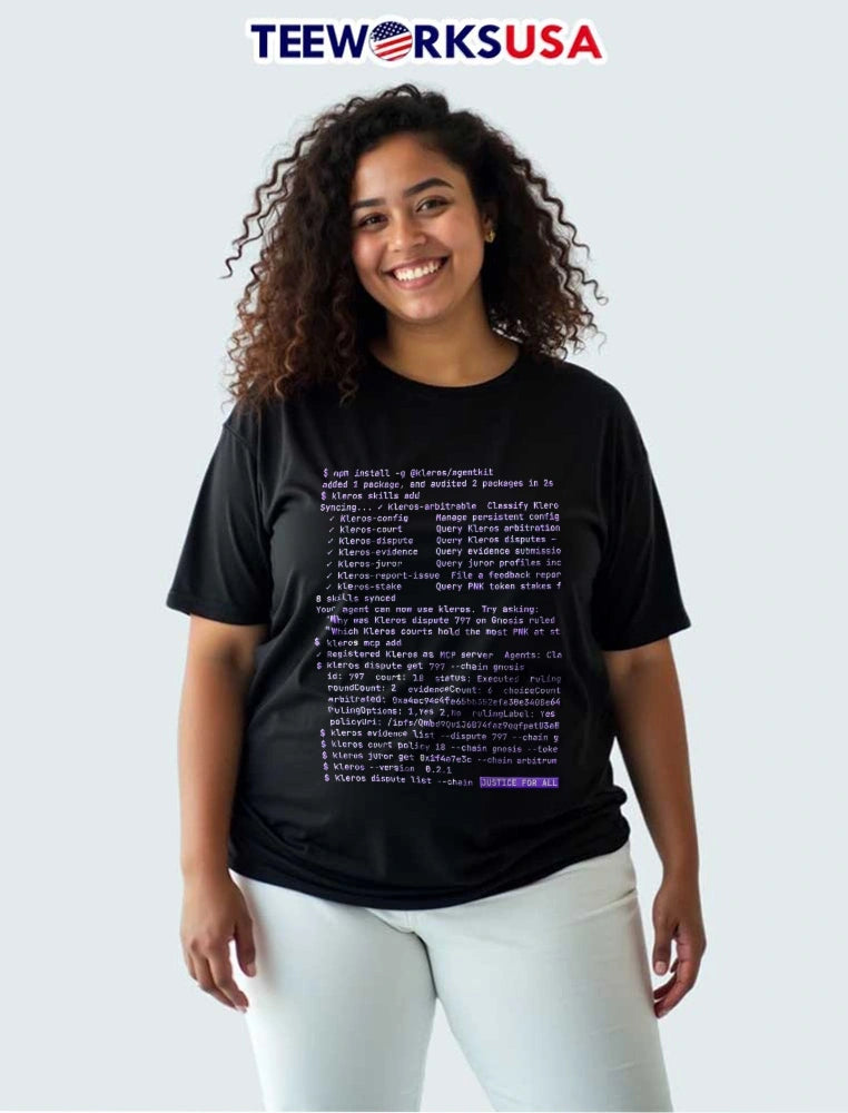 Kleros Justice For All Terminal Command Line Code - Adult & Kids T-Shirts, Sweatshirts & Hoodies apparel design preview 3