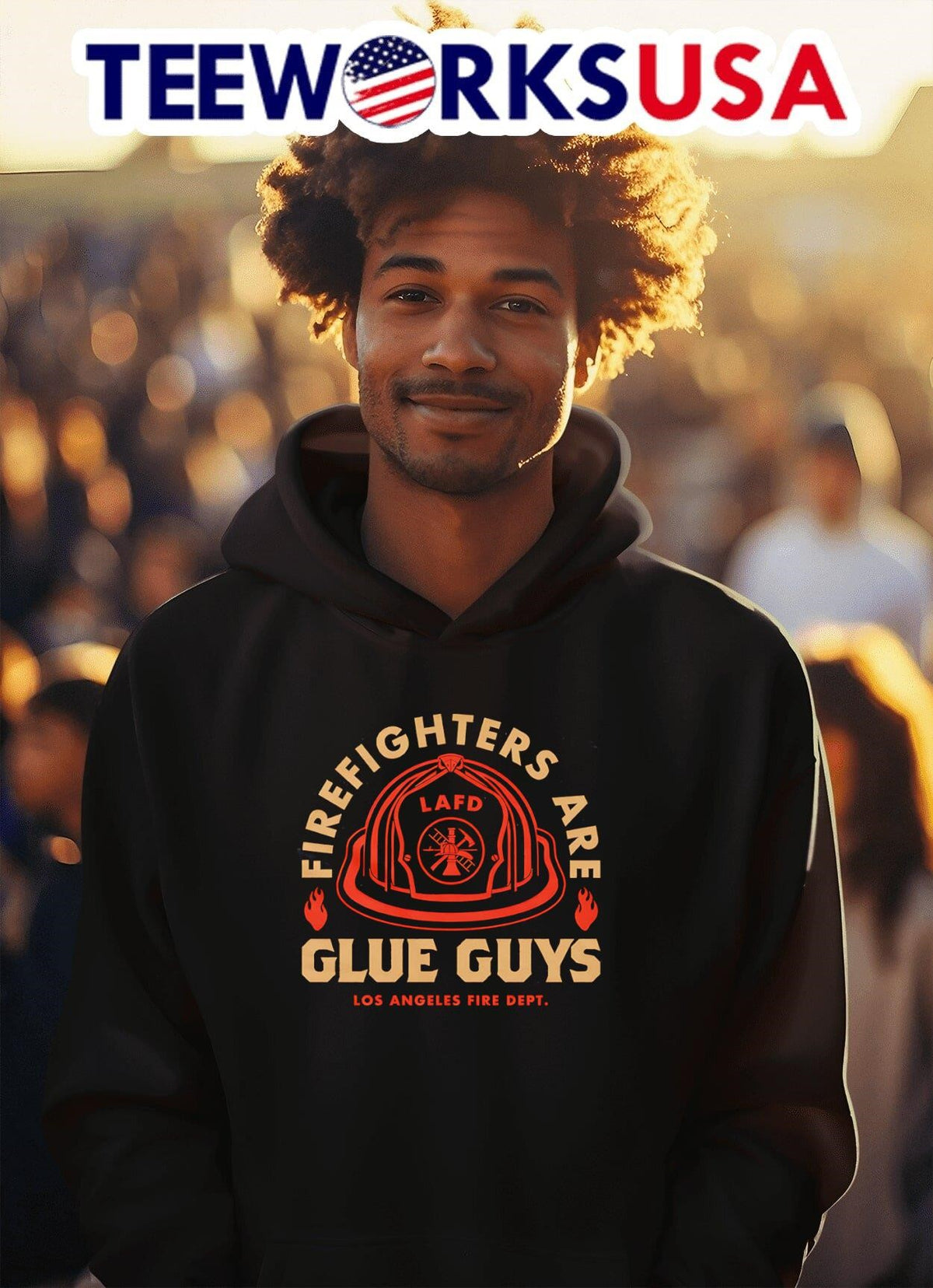 LAFD firefighters are glue guys - Adult & Kids T-Shirts, Sweatshirts & Hoodies apparel design preview 2