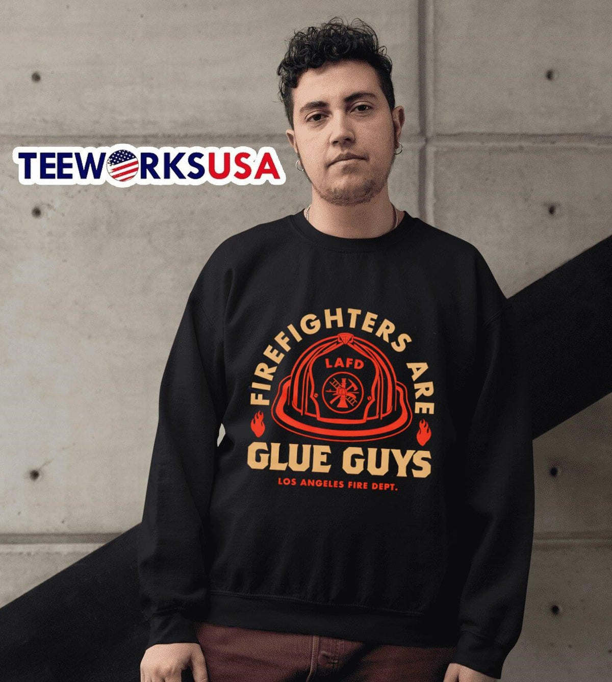 LAFD firefighters are glue guys - Adult & Kids T-Shirts, Sweatshirts & Hoodies apparel design preview 6