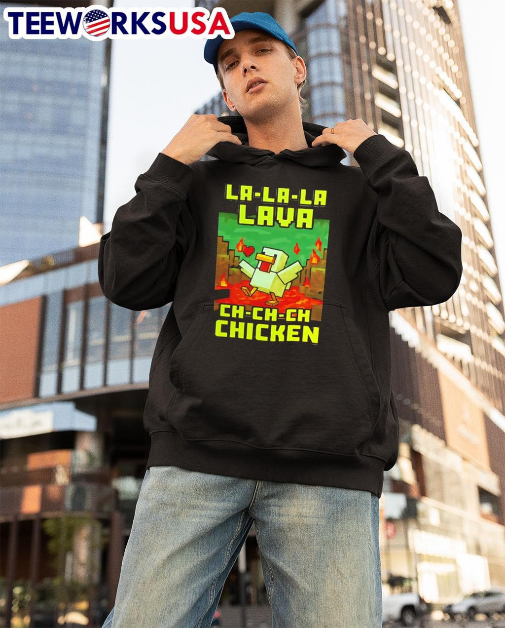 La-la-la Lava Ch-ch-ch Chicken - Adult & Kids T-Shirts, Sweatshirts & Hoodies apparel design preview 3