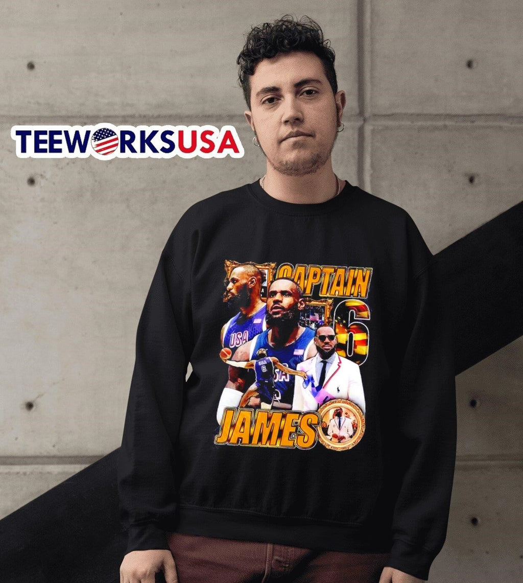 LeBron James team USA captain graphic - Adult & Kids T-Shirts, Sweatshirts & Hoodies apparel design preview 3