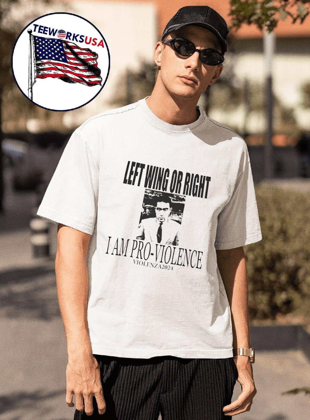 Left wing or right I am pro-violence - Adult & Kids T-Shirts, Sweatshirts & Hoodies apparel design preview 1