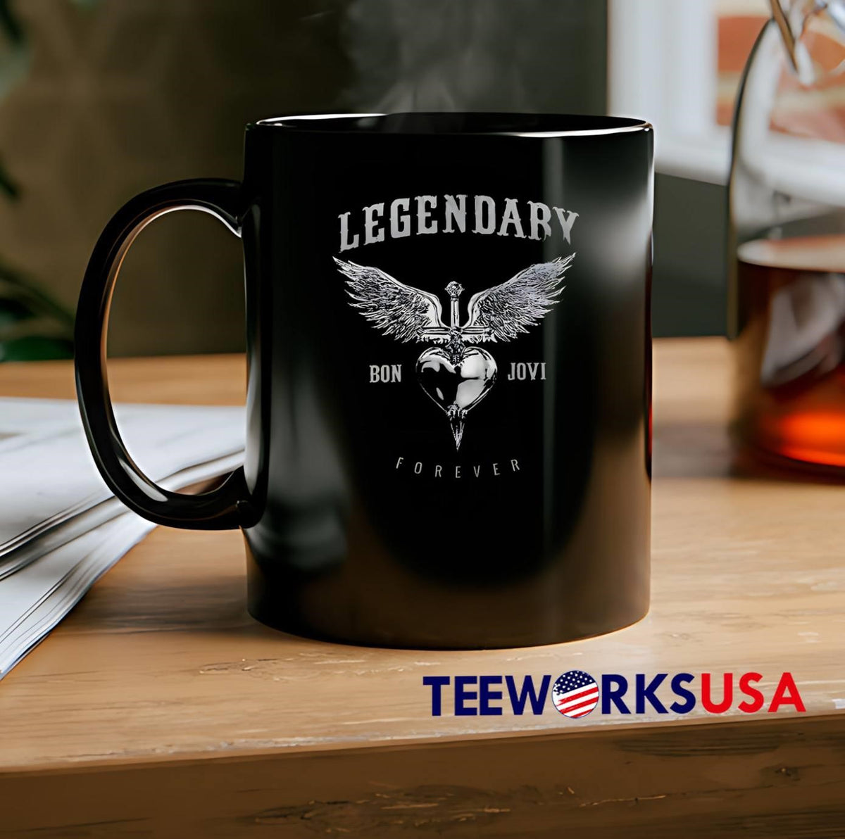 Legendary Bon Jovi Forever Winged Heart Sword - Adult & Kids T-Shirts, Sweatshirts & Hoodies apparel design preview 2