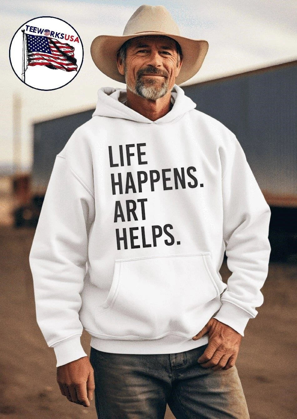 Life Happens Art Helps - Adult & Kids T-Shirts, Sweatshirts & Hoodies apparel design preview 2