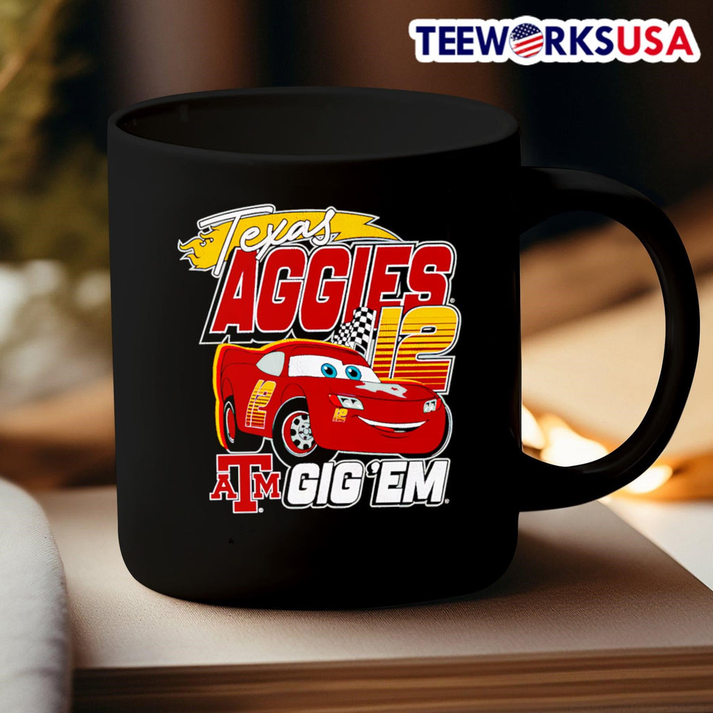 Lightning McQueen Texas Aggies Gig 'Em - Adult & Kids T-Shirts, Sweatshirts & Hoodies apparel design preview 3