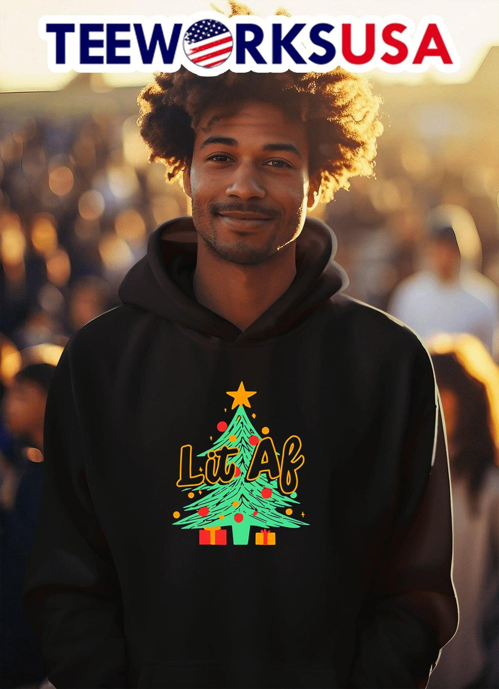 Lit AF Christmas tree - Adult & Kids T-Shirts, Sweatshirts & Hoodies apparel design preview 2