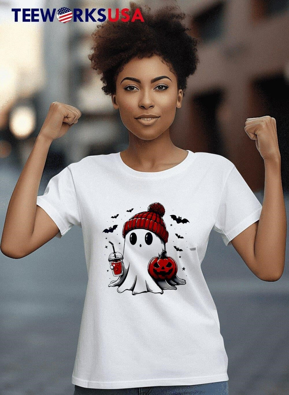 Little cute ghost happy halloween - Adult & Kids T-Shirts, Sweatshirts & Hoodies apparel design preview 4