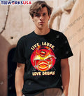 Live Laugh Love Drums Cartoon Muppet Animal Playing - Adult & Kids T-Shirts, Sweatshirts & Hoodies apparel design preview 1