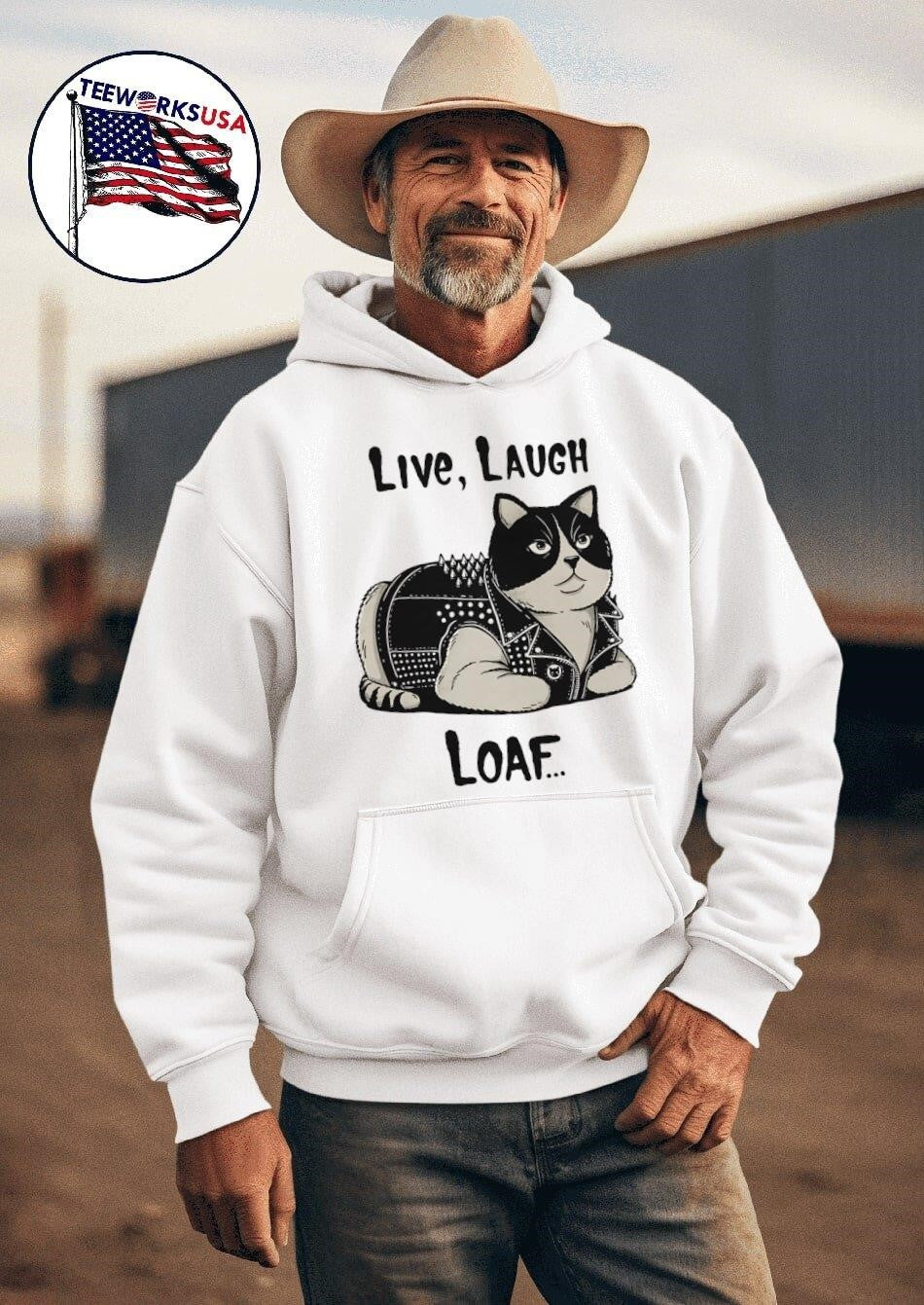 Live laugh loaf cat - Adult & Kids T-Shirts, Sweatshirts & Hoodies apparel design preview 2