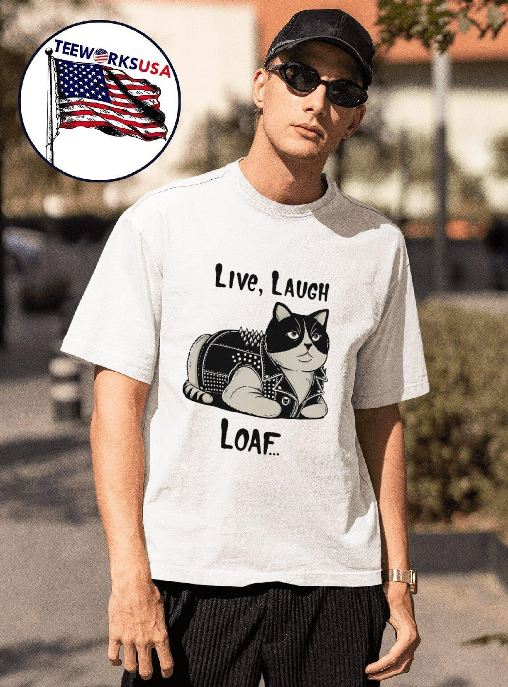 Live laugh loaf cat - Adult & Kids T-Shirts, Sweatshirts & Hoodies apparel design preview 1