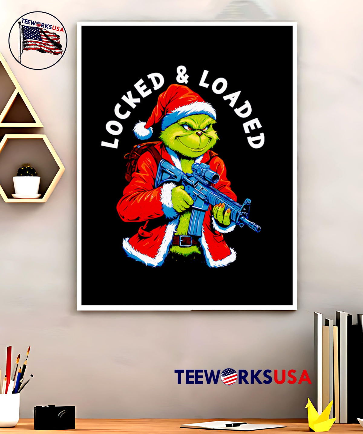 Locked and Loaded Grinch christmas - Adult & Kids T-Shirts, Sweatshirts & Hoodies apparel design preview 5