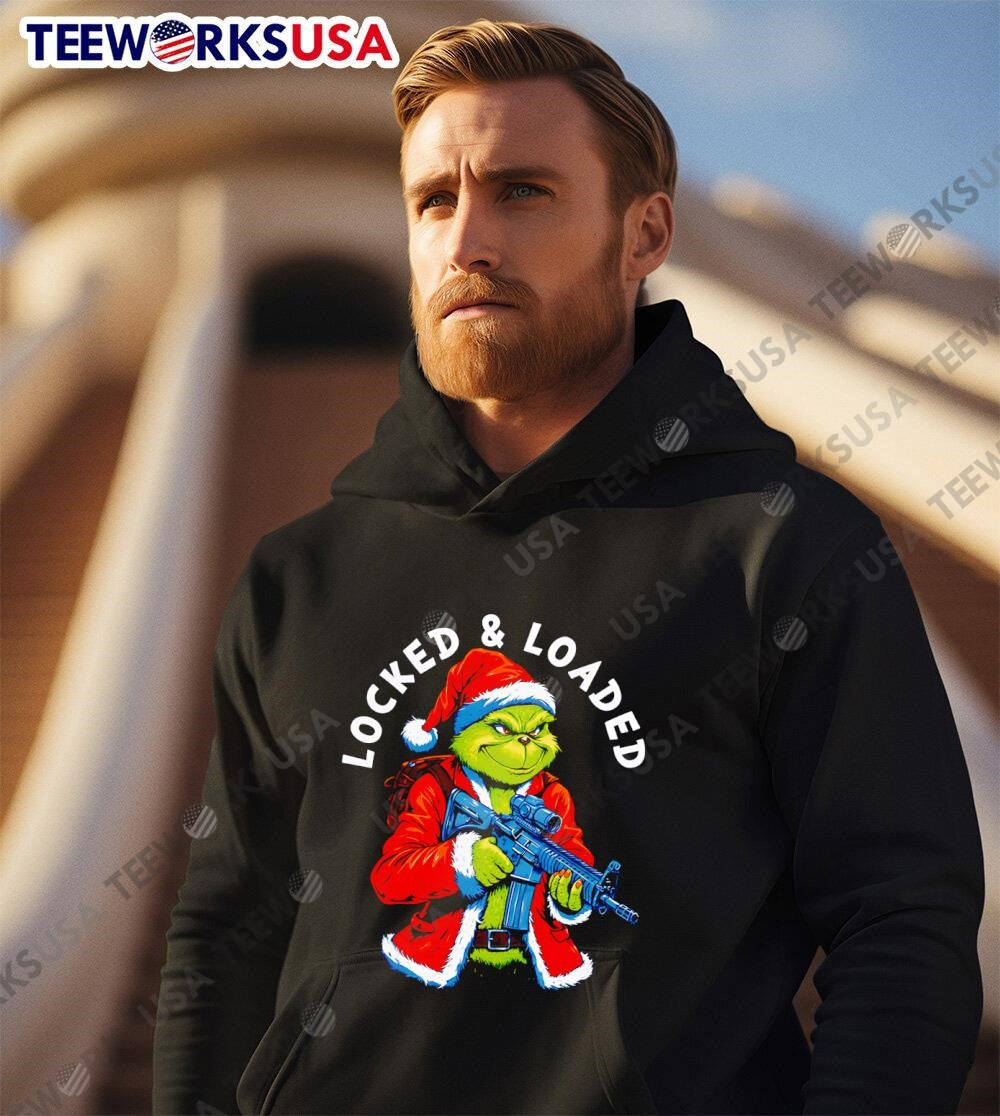Locked and Loaded Grinch christmas - Adult & Kids T-Shirts, Sweatshirts & Hoodies apparel design preview 3