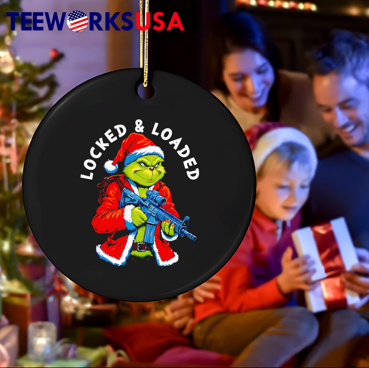 Locked and Loaded Grinch christmas - Adult & Kids T-Shirts, Sweatshirts & Hoodies apparel design preview 4