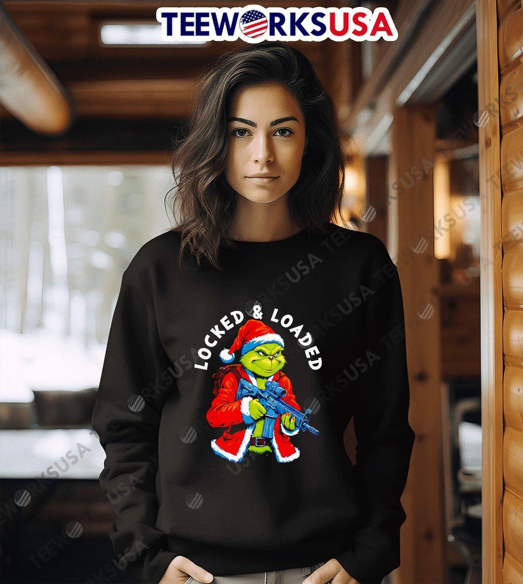 Locked and Loaded Grinch christmas - Adult & Kids T-Shirts, Sweatshirts & Hoodies apparel design preview 6