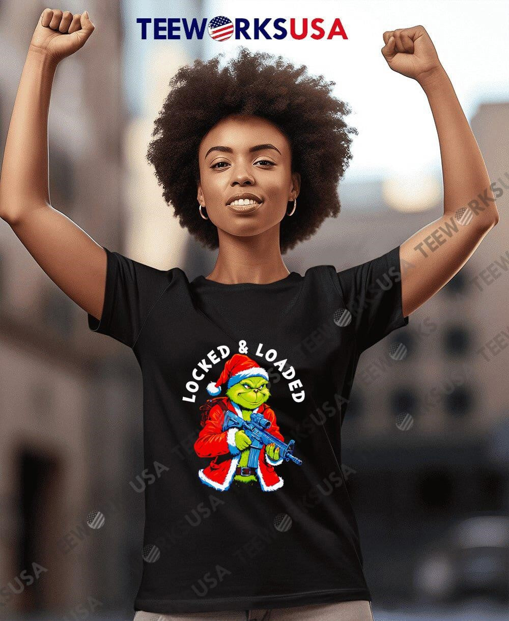 Locked and Loaded Grinch christmas - Adult & Kids T-Shirts, Sweatshirts & Hoodies apparel design preview 7