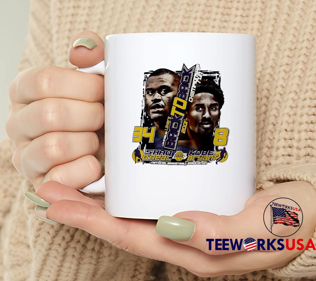Los Angeles Lakers 34 Shaq 8 Kobe Back to 2001 - Adult & Kids T-Shirts, Sweatshirts & Hoodies apparel design preview 6