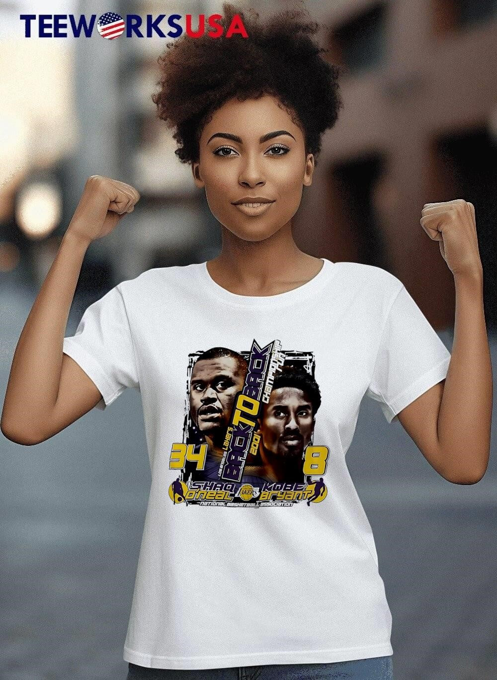 Los Angeles Lakers 34 Shaq 8 Kobe Back to 2001 - Adult & Kids T-Shirts, Sweatshirts & Hoodies apparel design preview 8
