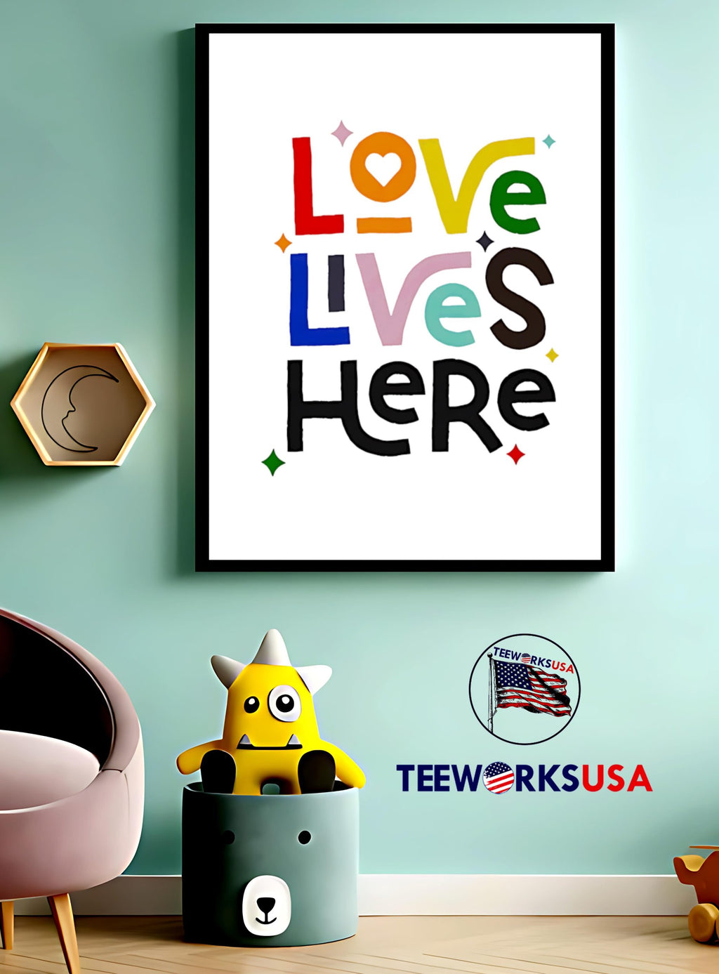 Love Lives Here pride - Adult & Kids T-Shirts, Sweatshirts & Hoodies apparel design preview 3
