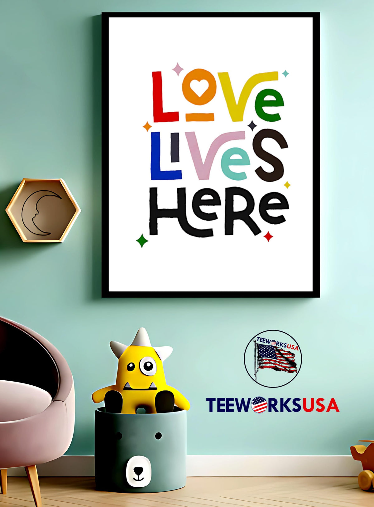 Love Lives Here pride - Adult & Kids T-Shirts, Sweatshirts & Hoodies apparel design preview 3