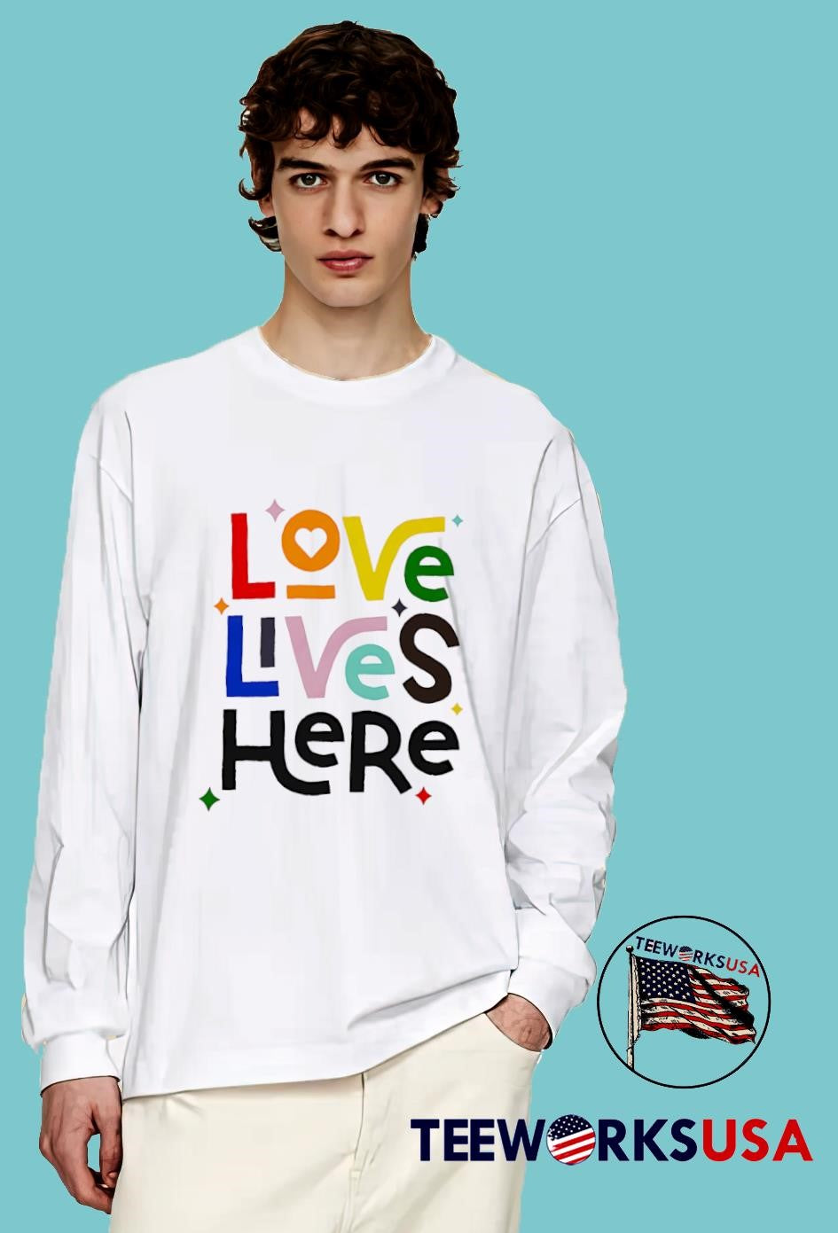 Love Lives Here pride - Adult & Kids T-Shirts, Sweatshirts & Hoodies apparel design preview 4