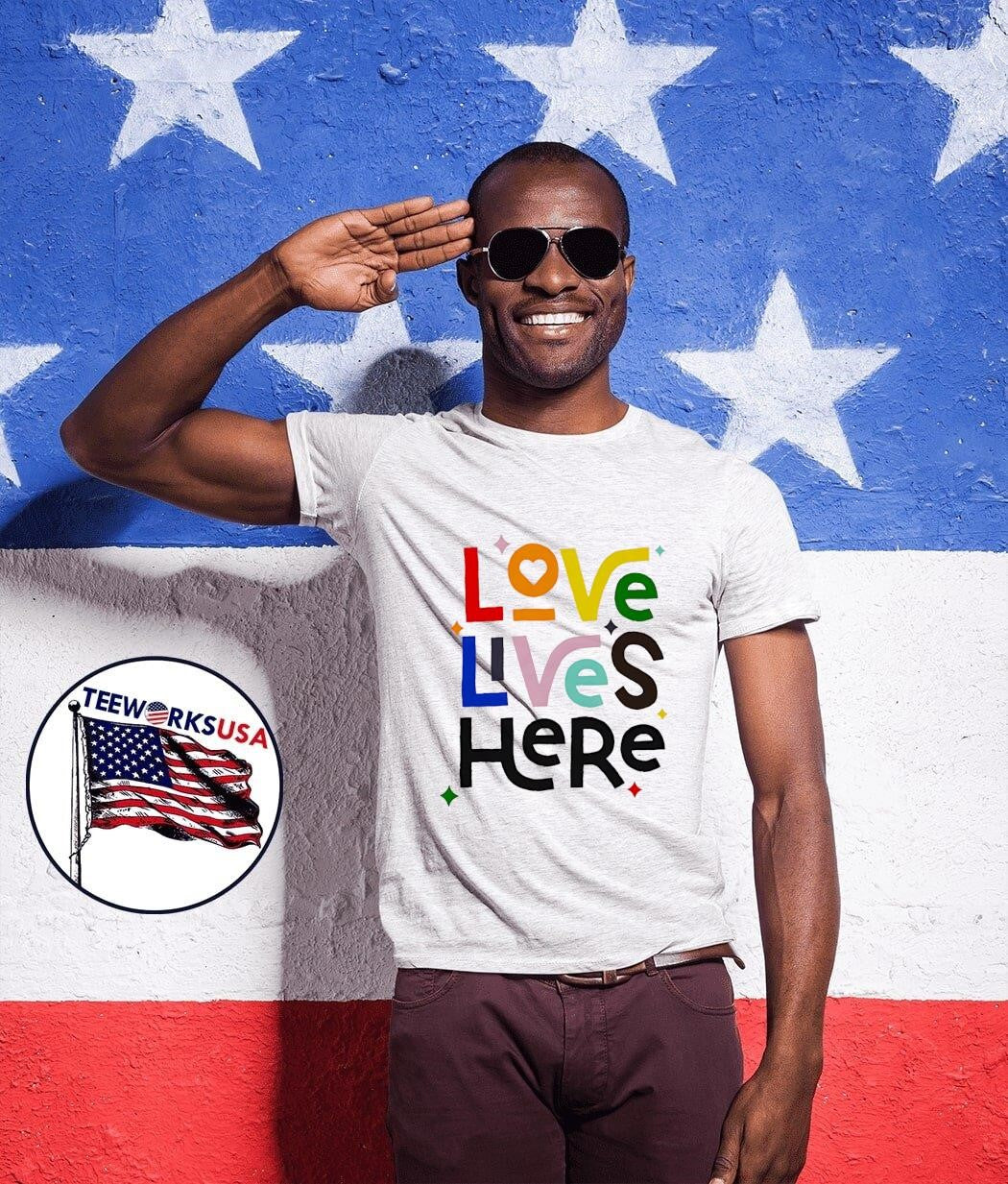 Love Lives Here pride - Adult & Kids T-Shirts, Sweatshirts & Hoodies apparel design preview 1