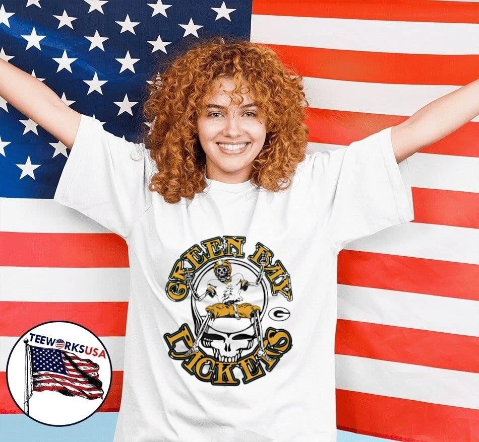Green Bay Packers Grateful Dead Skeleton Football - Adult & Kids T-Shirts, Sweatshirts & Hoodies apparel design preview 7
