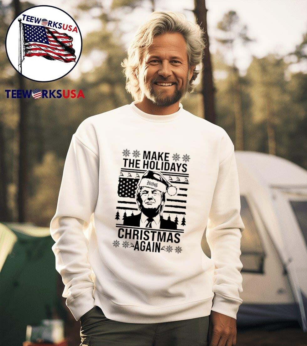 Make the holidays Christmas again Santa Trump - Adult & Kids T-Shirts, Sweatshirts & Hoodies apparel design preview 3