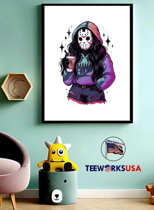 Mama Jason Voorhees Halloween mom horror movie - Adult & Kids T-Shirts, Sweatshirts & Hoodies apparel design preview 3