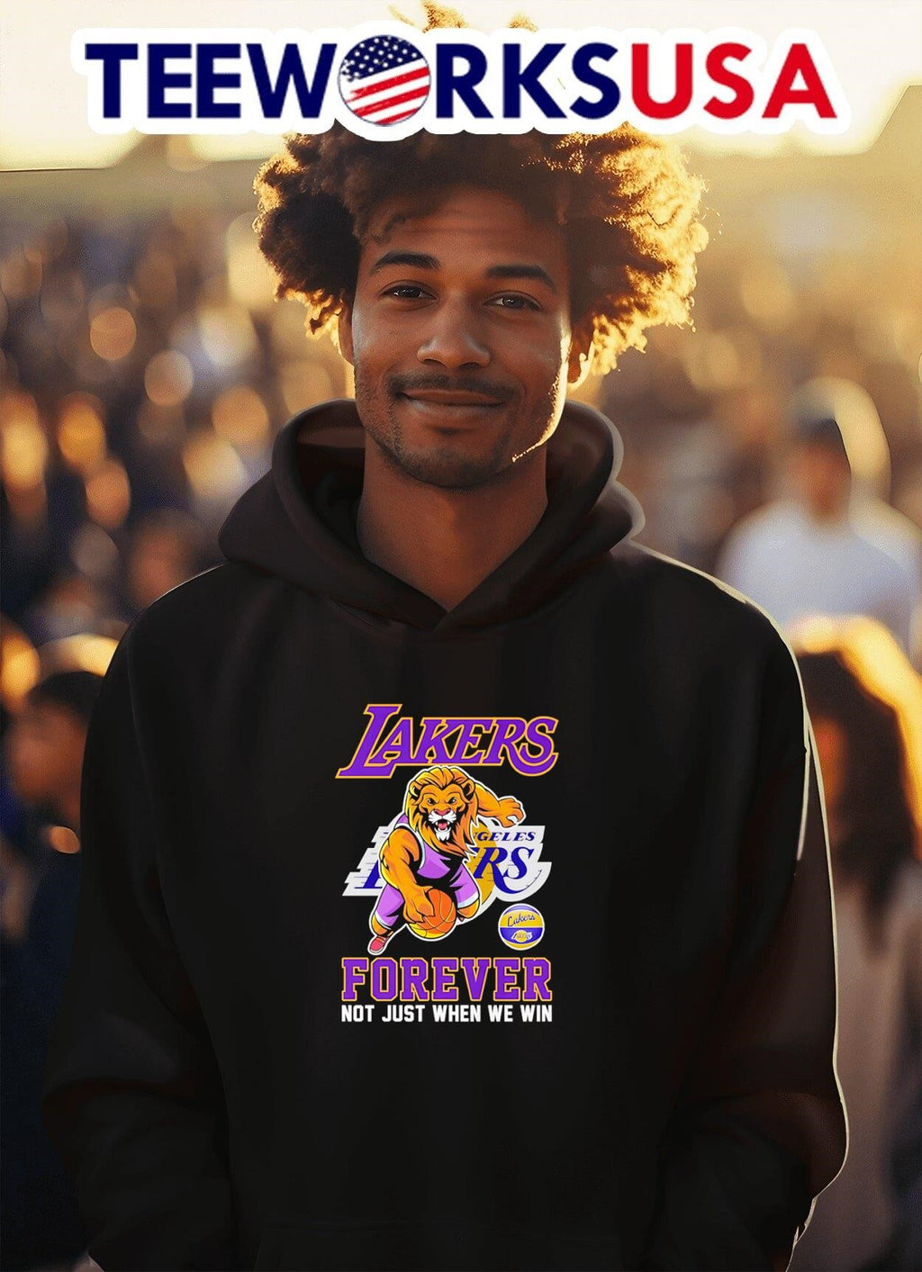 Mascot Los Angeles Lakers forever not just when we - Adult & Kids T-Shirts, Sweatshirts & Hoodies apparel design preview 2