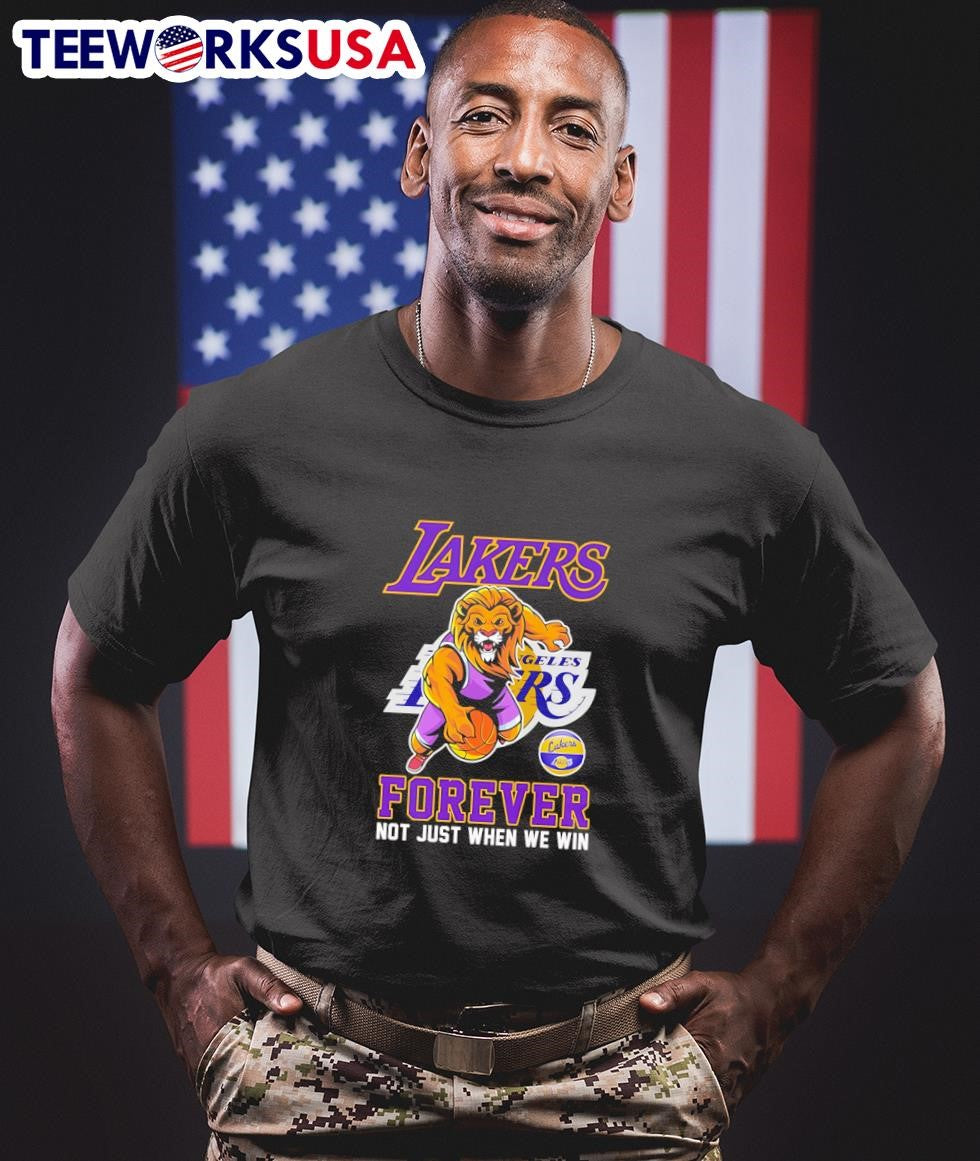 Mascot Los Angeles Lakers forever not just when we - Adult & Kids T-Shirts, Sweatshirts & Hoodies apparel design preview 1