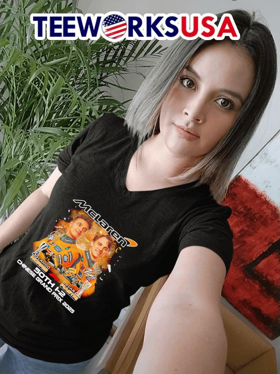 McLaren Lando Norris and Oscar Piastri 50th 1-2 - Adult & Kids T-Shirts, Sweatshirts & Hoodies apparel design preview 7