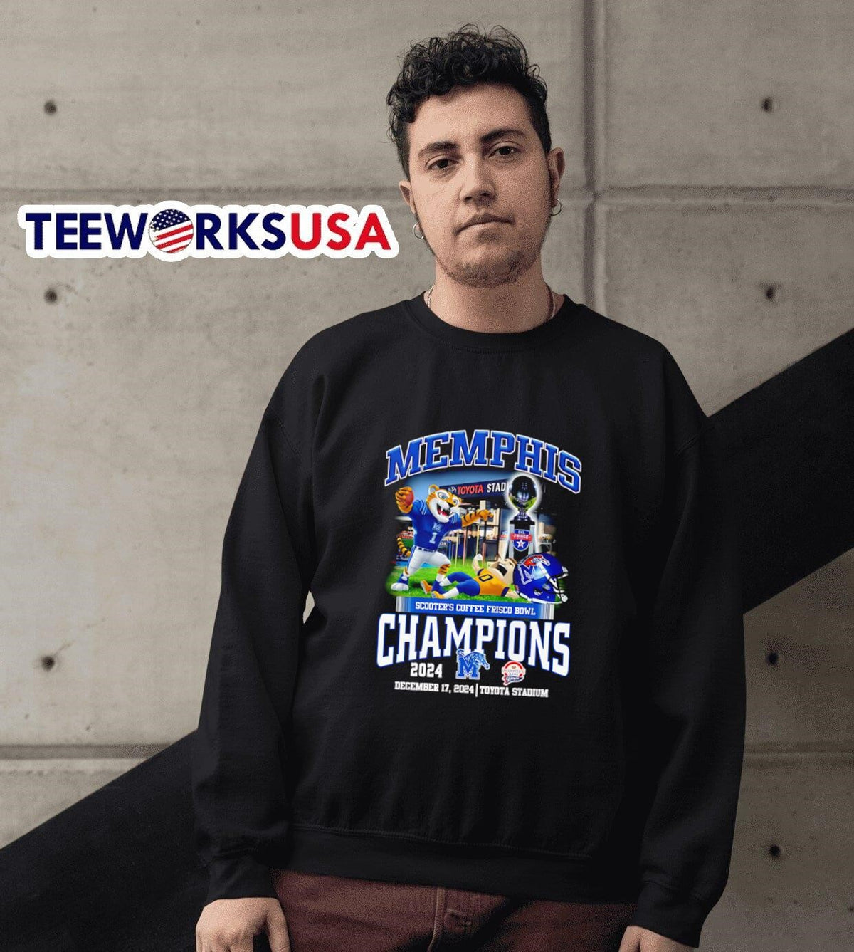 Memphis Scooter's Coffee Frisco Bowl Champions mascot - Adult & Kids T-Shirts, Sweatshirts & Hoodies apparel design preview 6