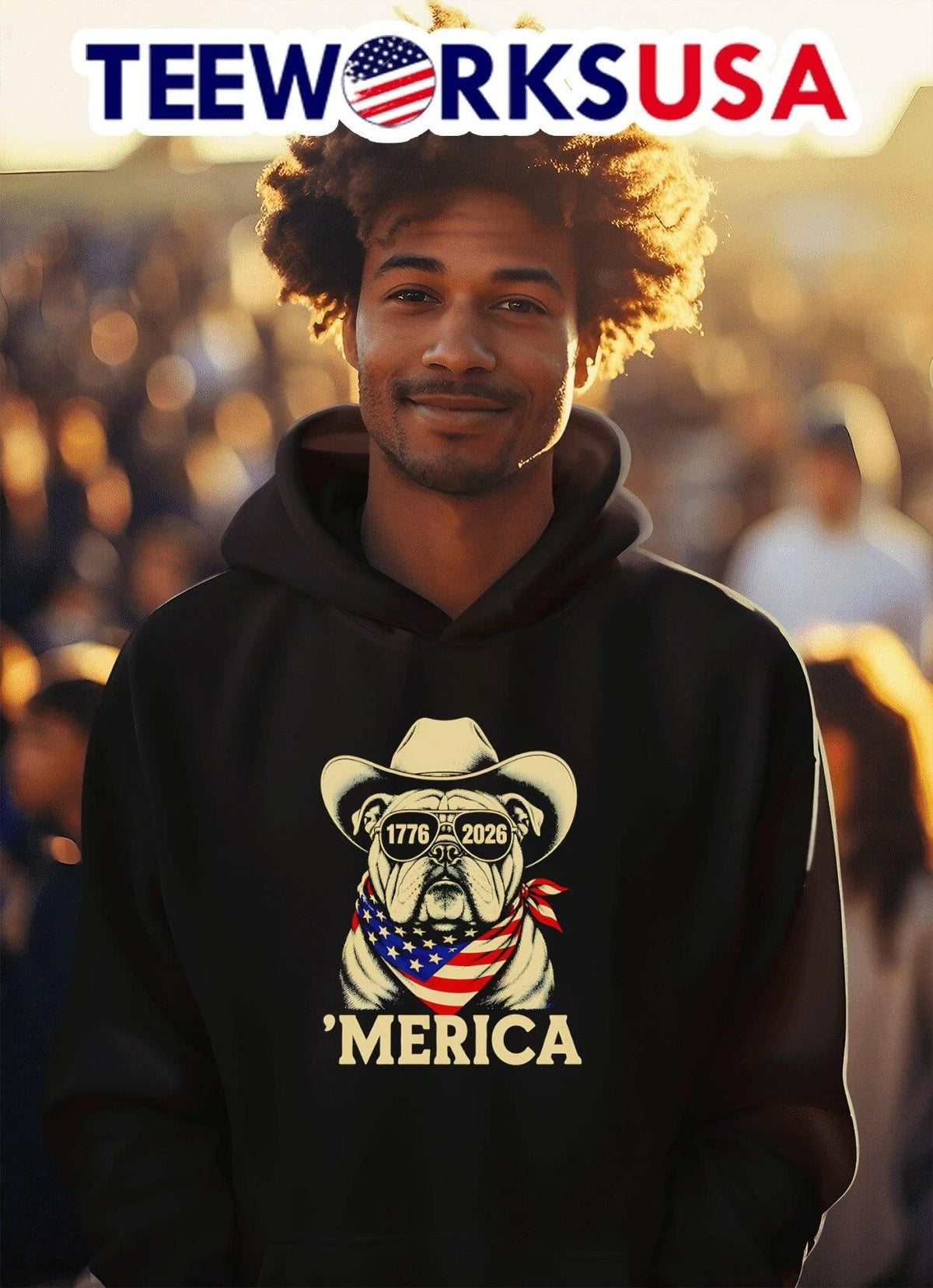 'Merica 1776 2026 Bulldog - Adult & Kids T-Shirts, Sweatshirts & Hoodies apparel design preview 2