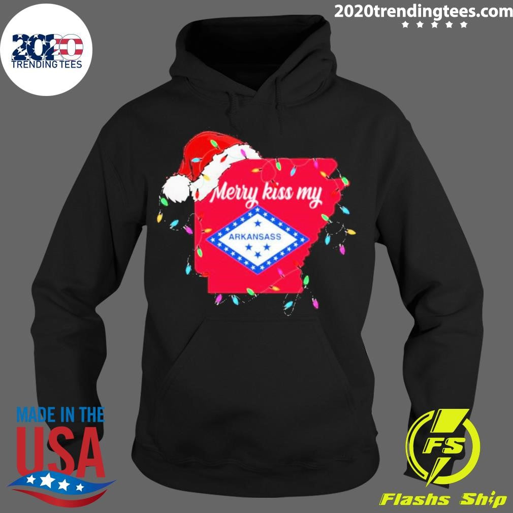 Merry kiss my Arkansass Christmas lights Xmas - Adult & Kids T-Shirts, Sweatshirts & Hoodies apparel design preview 2