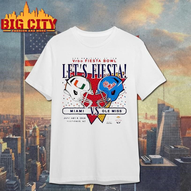 Miami Hurricanes vs Ole Miss Rebels Fiesta Bowl - Adult & Kids T-Shirts, Sweatshirts & Hoodies apparel design preview 1