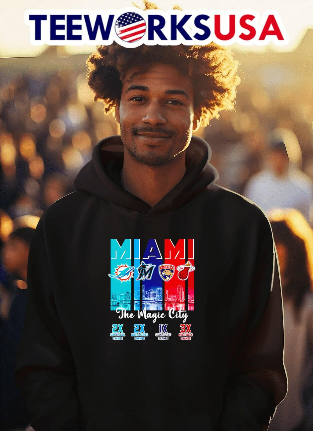 Miami The Magic City - Adult & Kids T-Shirts, Sweatshirts & Hoodies apparel design preview 2