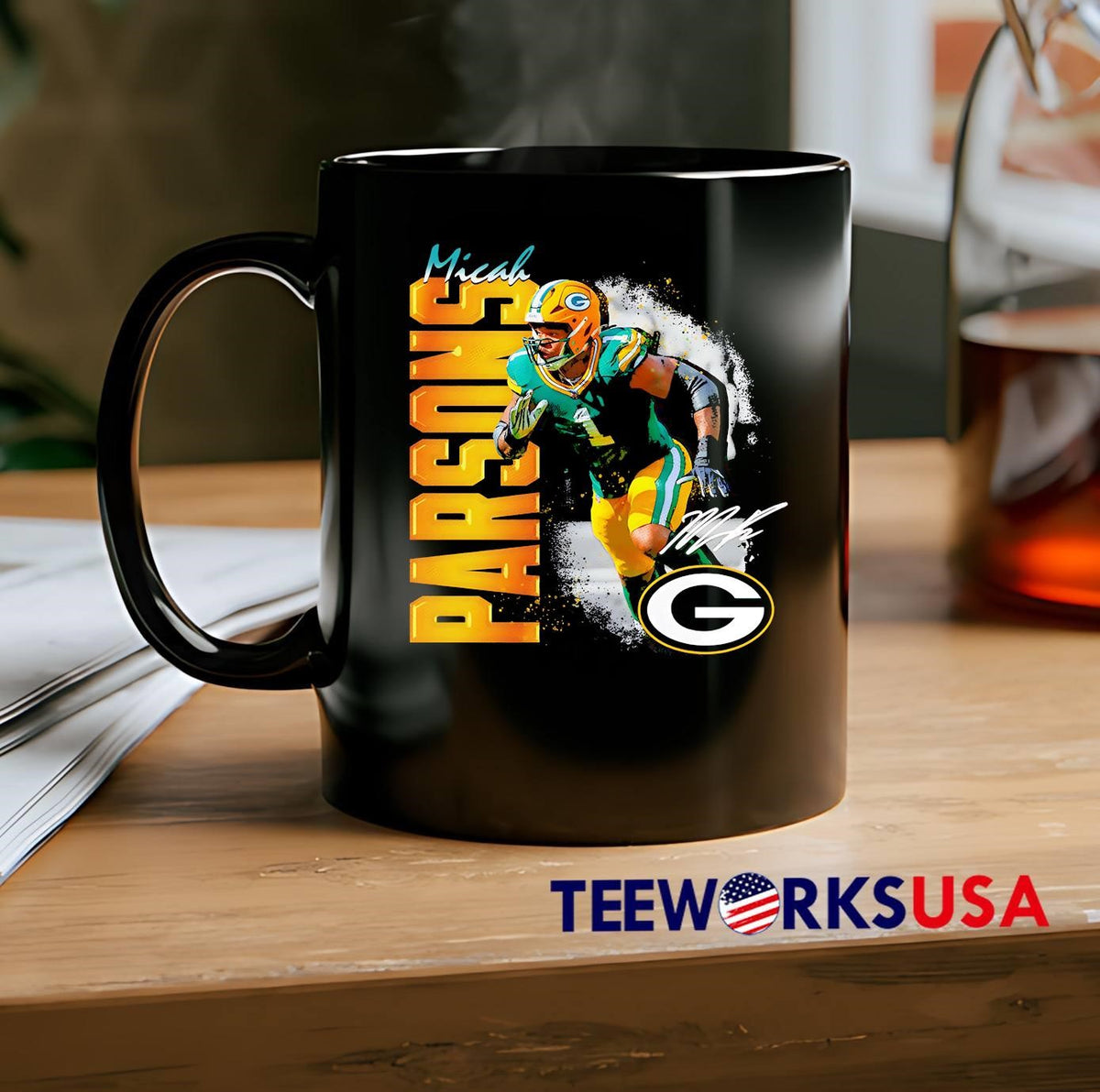 Micah Parsons Green Bay Packers Wordmark Football - Adult & Kids T-Shirts, Sweatshirts & Hoodies apparel design preview 2