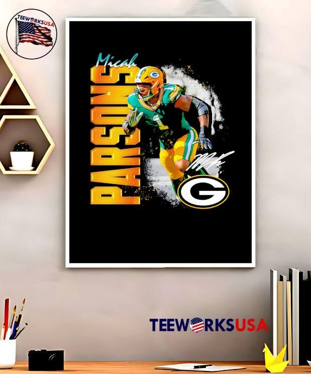 Micah Parsons Green Bay Packers Wordmark Football - Adult & Kids T-Shirts, Sweatshirts & Hoodies apparel design preview 5