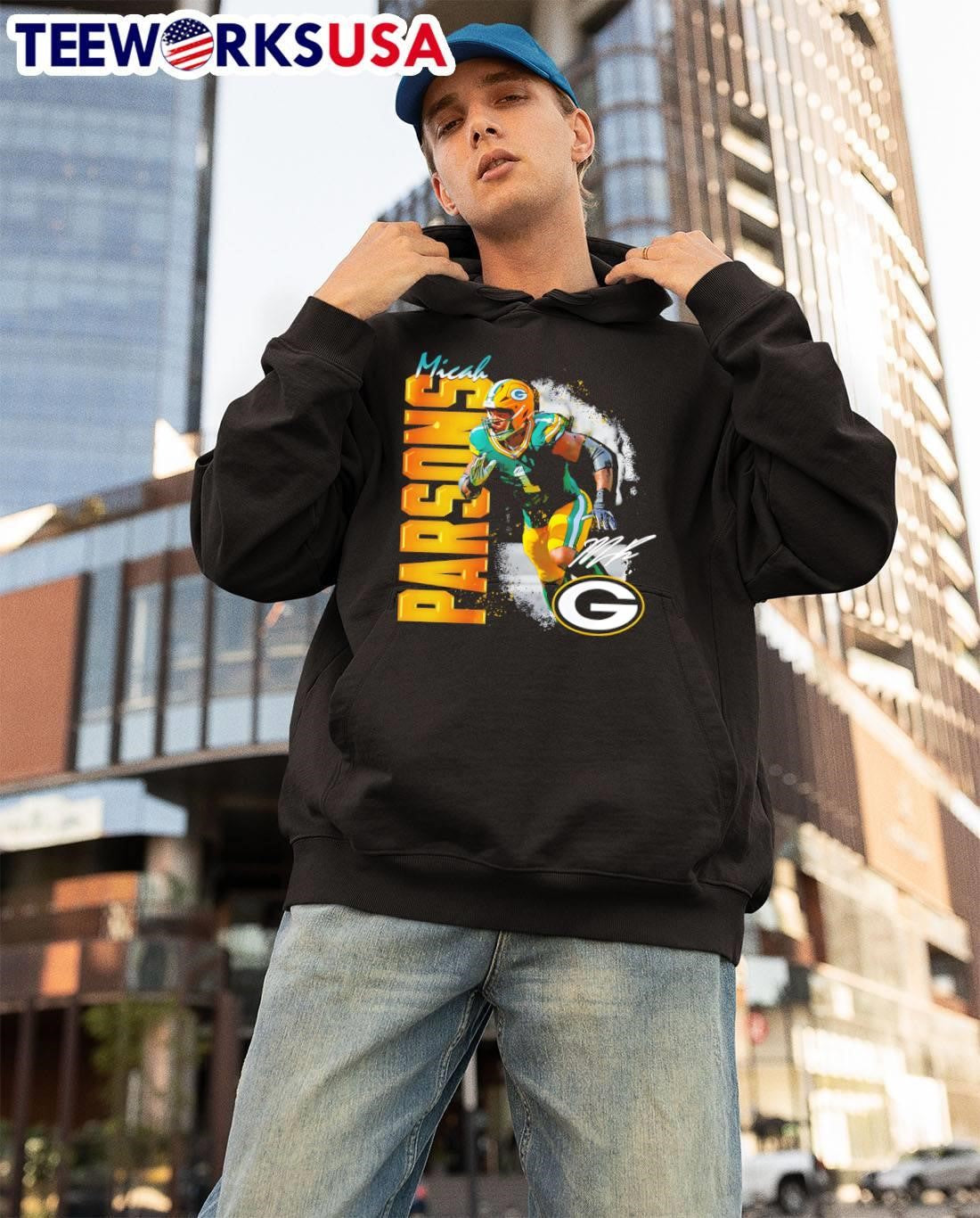 Micah Parsons Green Bay Packers Wordmark Football - Adult & Kids T-Shirts, Sweatshirts & Hoodies apparel design preview 3