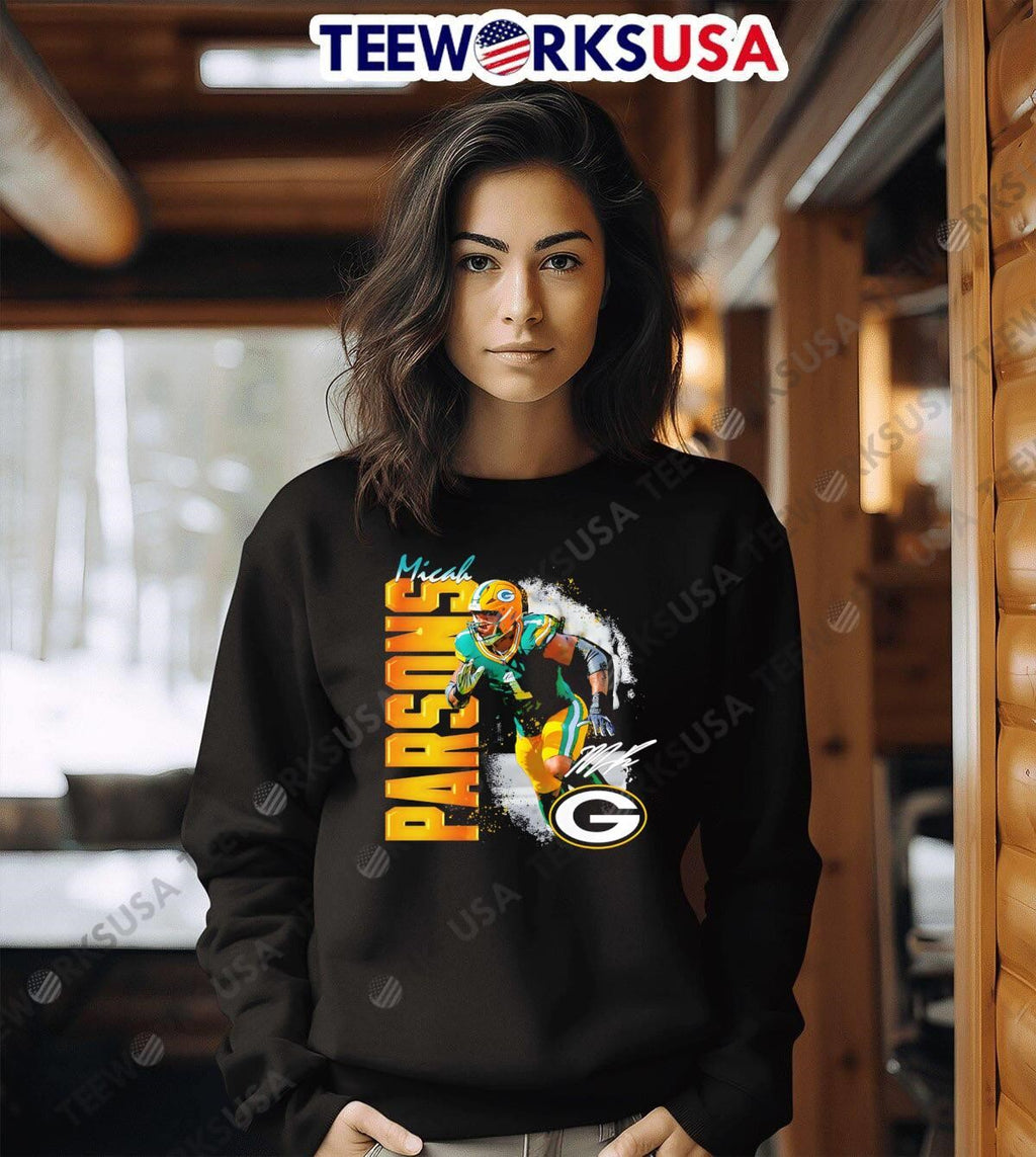 Micah Parsons Green Bay Packers Wordmark Football - Adult & Kids T-Shirts, Sweatshirts & Hoodies apparel design preview 6
