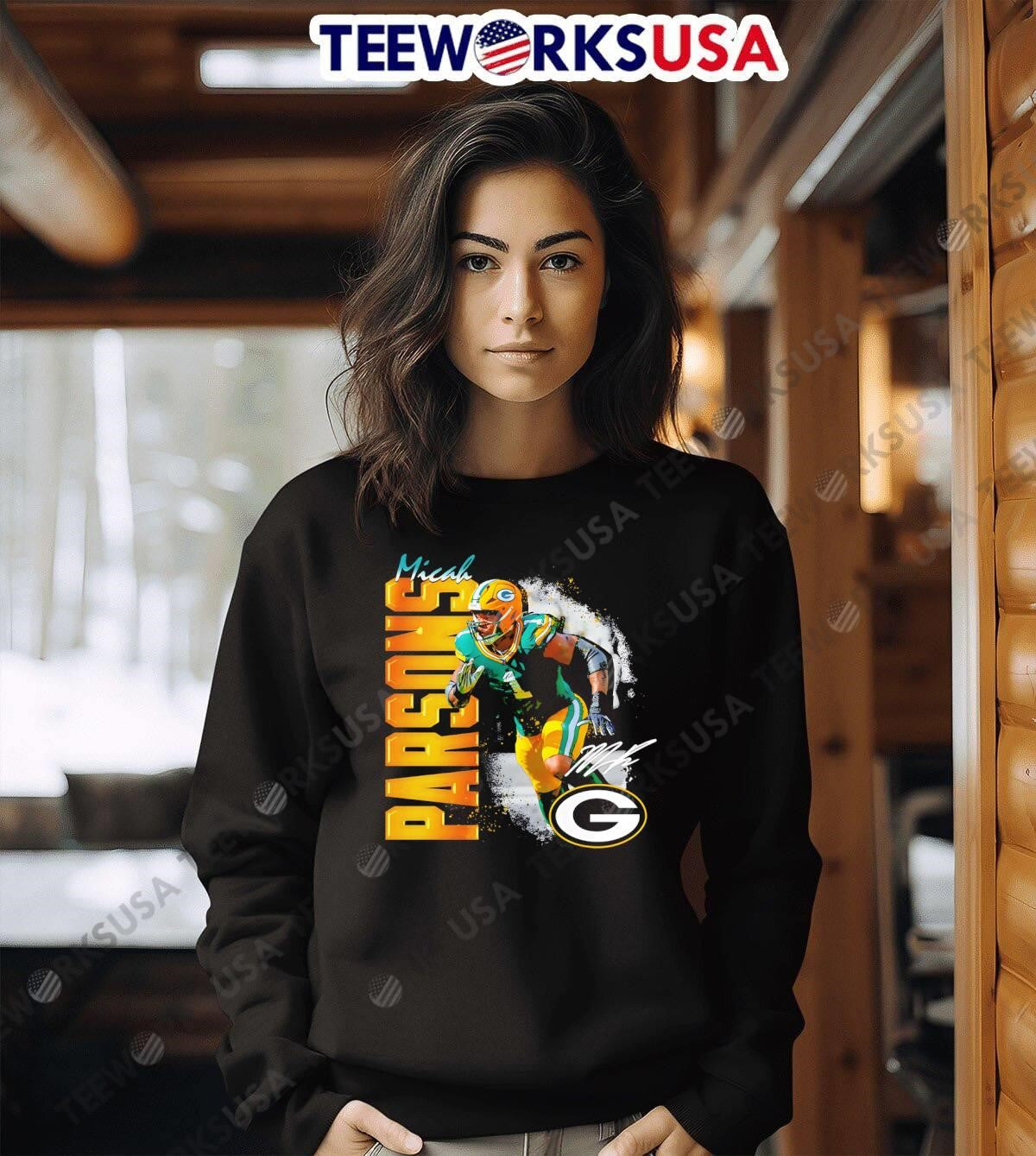 Micah Parsons Green Bay Packers Wordmark Football - Adult & Kids T-Shirts, Sweatshirts & Hoodies apparel design preview 6