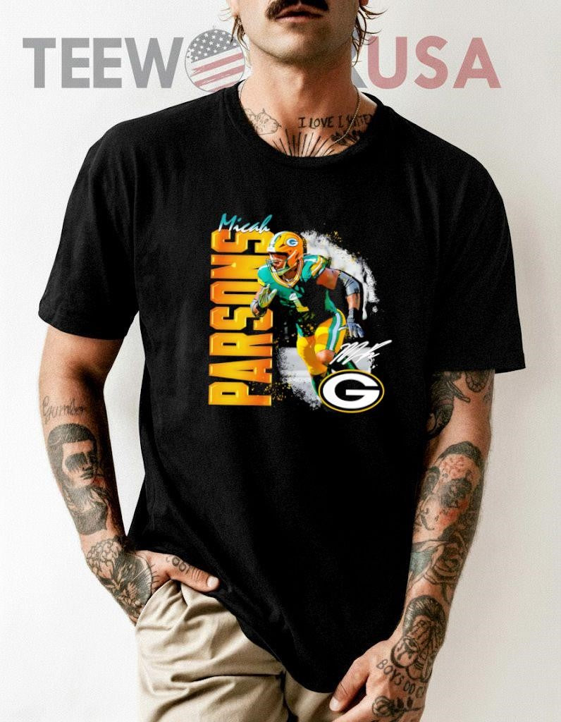 Micah Parsons Green Bay Packers Wordmark Football - Adult & Kids T-Shirts, Sweatshirts & Hoodies apparel design preview 1