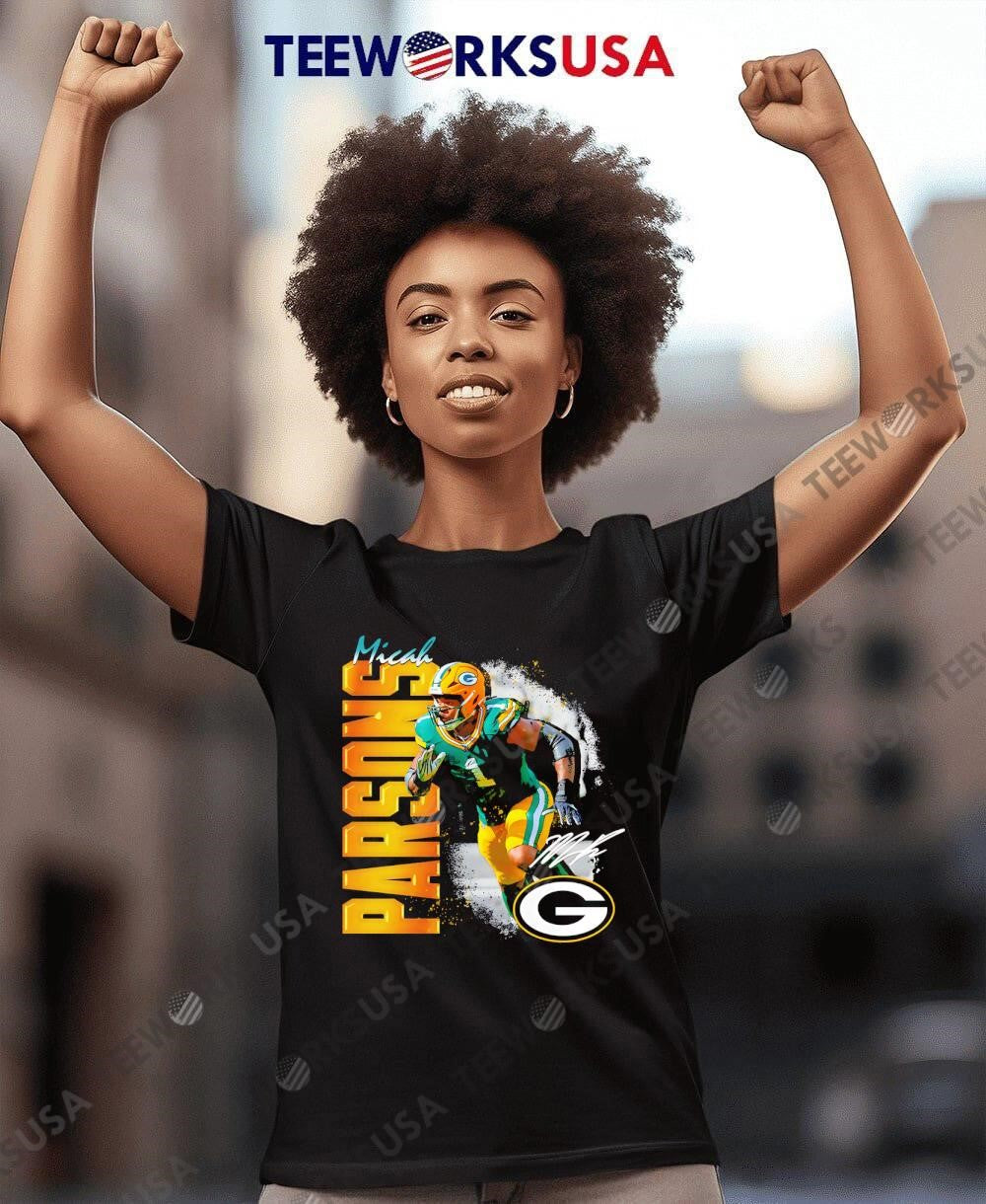 Micah Parsons Green Bay Packers Wordmark Football - Adult & Kids T-Shirts, Sweatshirts & Hoodies apparel design preview 8
