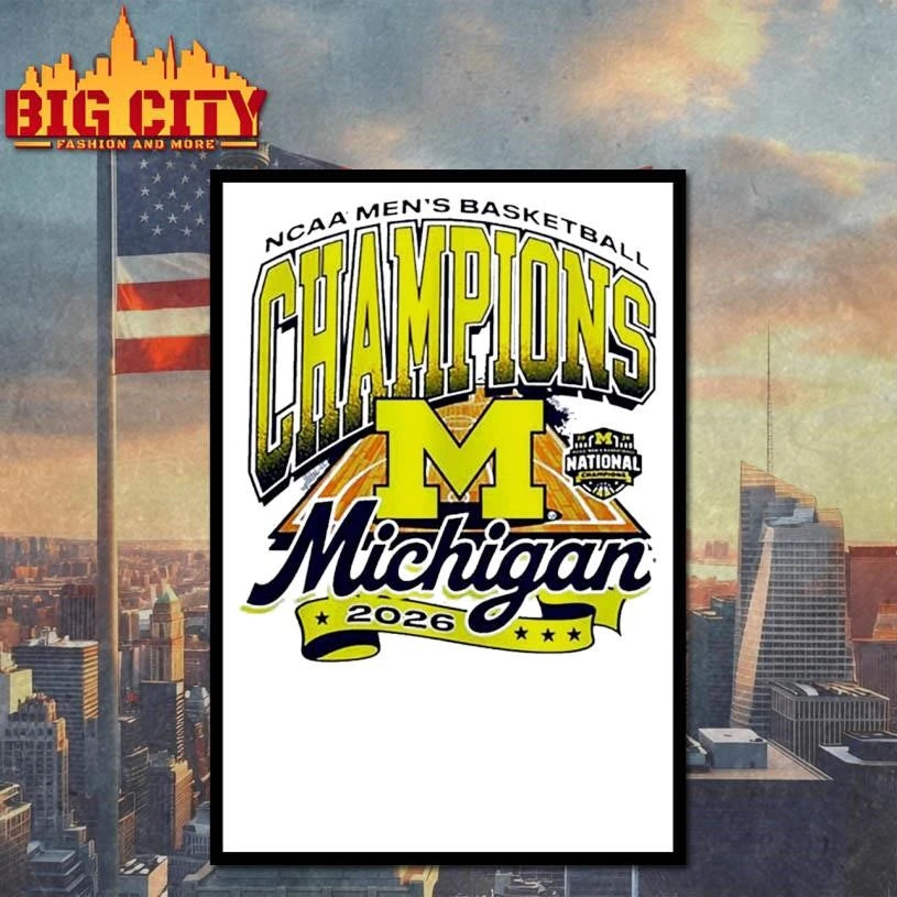 Michigan Wolverines 2026 Men's Basketball National - Adult & Kids T-Shirts, Sweatshirts & Hoodies apparel design preview 4
