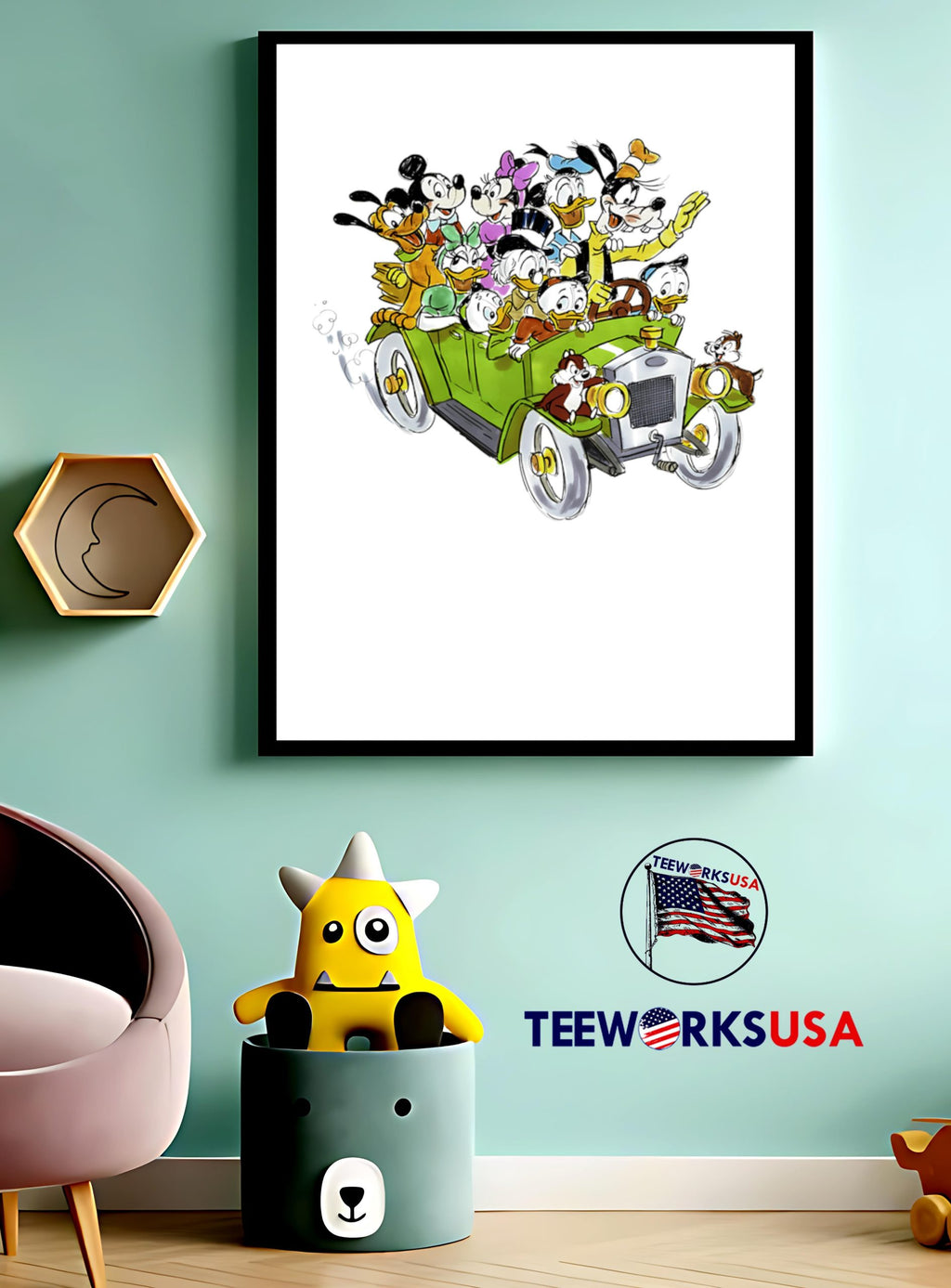 Mickey and Friends go by car funny cartoon - Adult & Kids T-Shirts, Sweatshirts & Hoodies apparel design preview 3