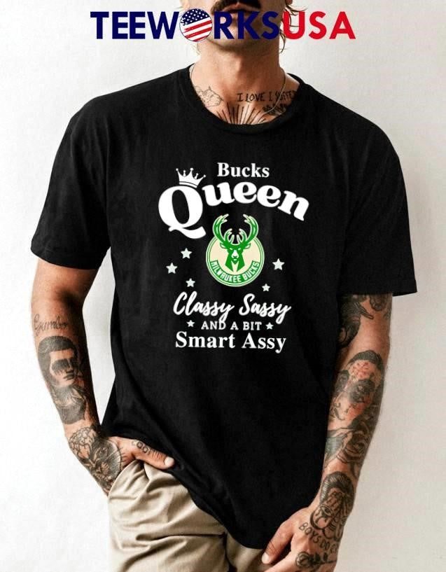 Milwaukee Bucks Queen classy sassy and a bit smart - Adult & Kids T-Shirts, Sweatshirts & Hoodies apparel design preview 1