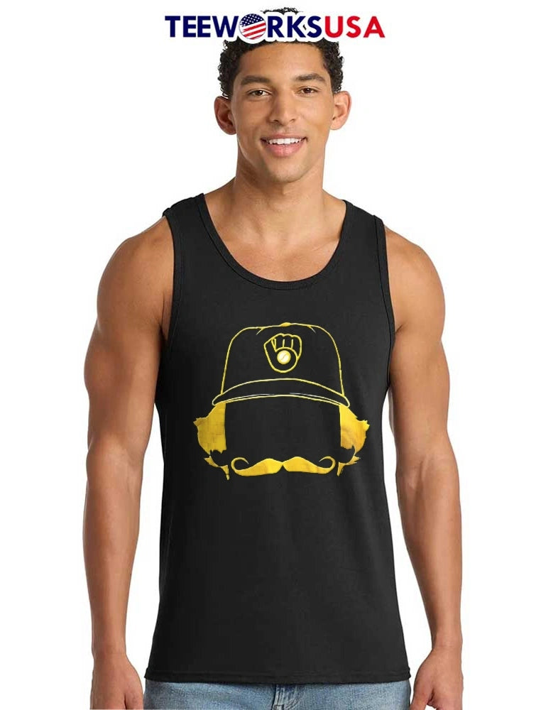 Milwaukee baseball hat mustache and hair - Adult & Kids T-Shirts, Sweatshirts & Hoodies apparel design preview 6